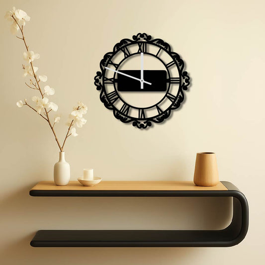 VICTORIAN BORDER METAL WALL ART CLOCK