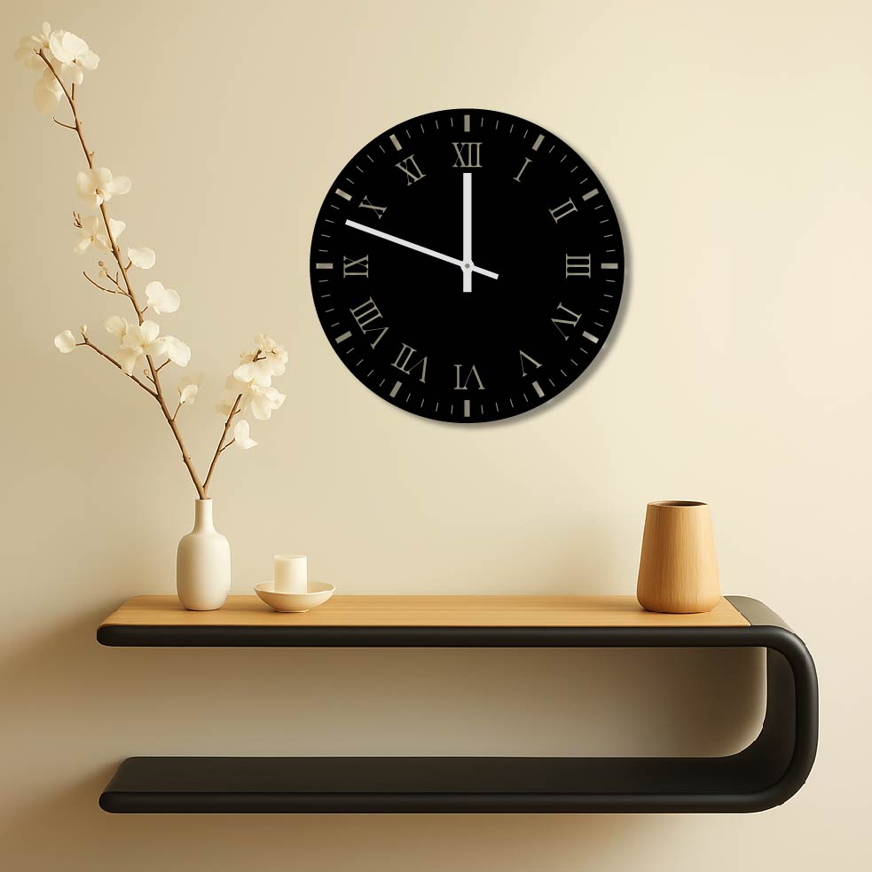 BASIC ROMAN NUMERALS METAL WALL ART CLOCK – CS HOME