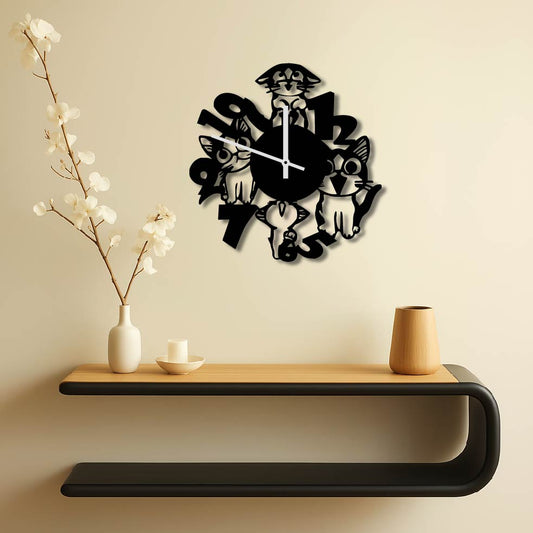 CATS METAL WALL ART CLOCK