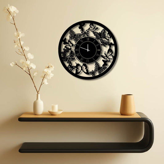 BUTTERFLIES METAL WALL ART CLOCK