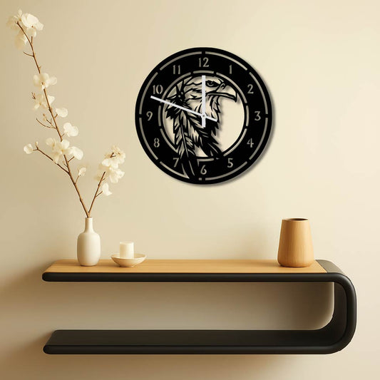 EAGLE DETAILED METAL WALL ART CLOCK