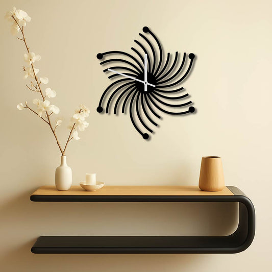 FLOWER SWIRL PATTERN METAL WALL ART CLOCK