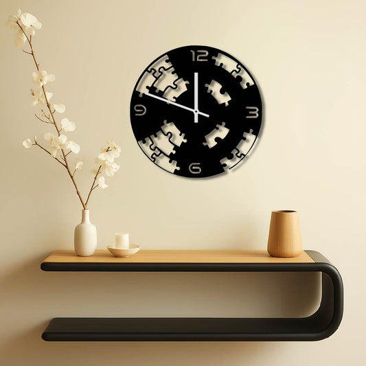 PUZZLE PIECES METAL WALL ART CLOCK