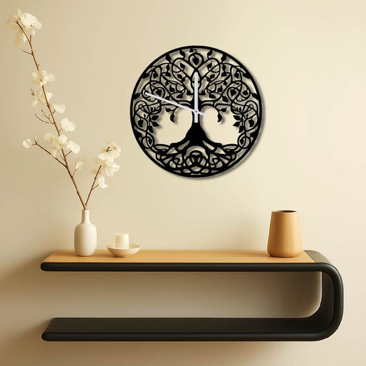 TREE OF LIFE METAL WALL ART CLOCK
