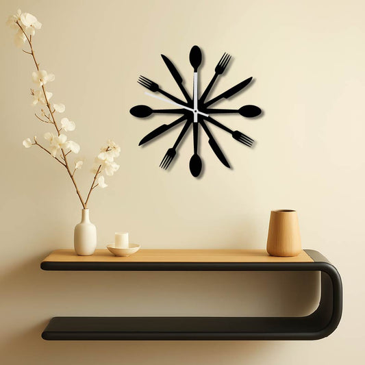 CUTLERY METAL WALL ART CLOCK