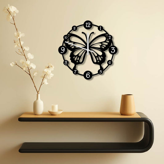 BUTTERFLY METAL WALL ART CLOCK