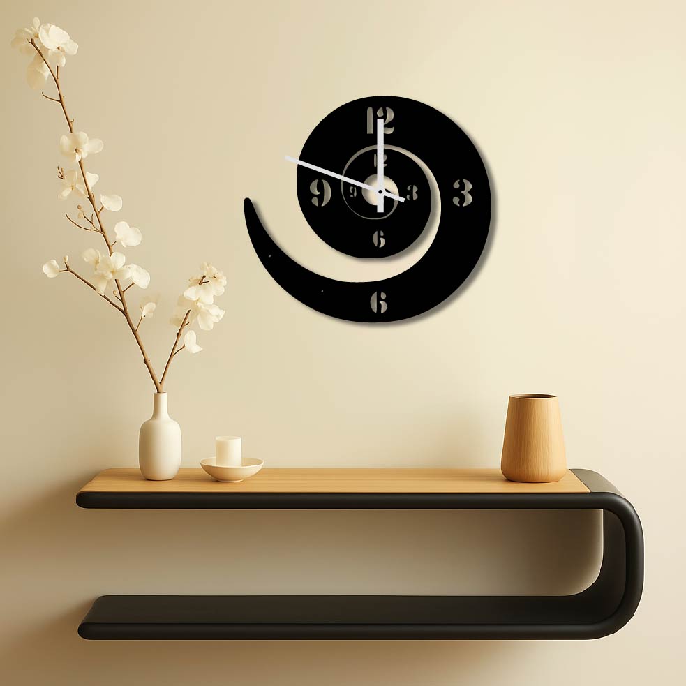 SWIRL 2 METAL WALL ART CLOCK
