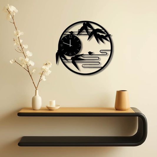 ORIENTAL STYLE METAL WALL ART CLOCK