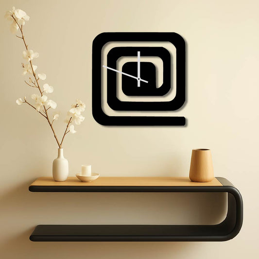SQUARE SWIRL METAL WALL ART CLOCK