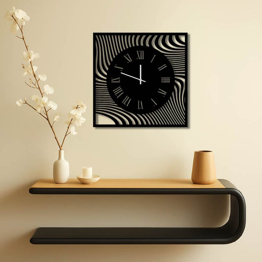 SQUARE WAVE 2 METAL WALL ART CLOCK