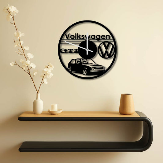 VW GOLF METAL WALL ART CLOCK