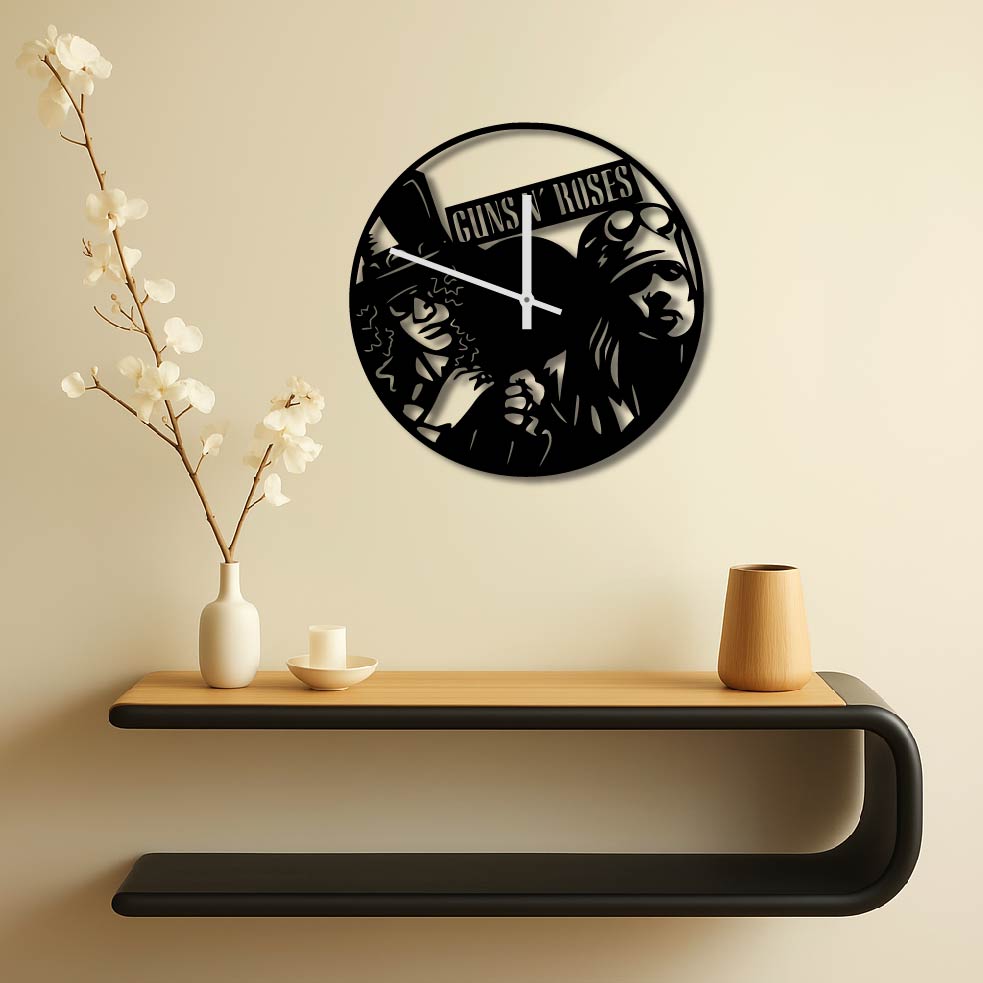 GUNS N ROSES METAL WALL ART CLOCK