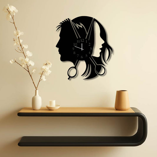 HAIRDRESSER METAL WALL ART CLOCK