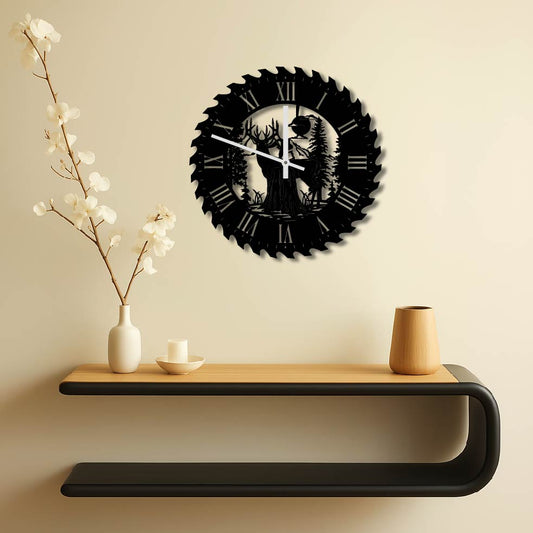 DEER LANDSCAPE METAL WALL ART CLOCK
