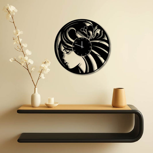 ROUND HAIRDRESSER METAL WALL ART CLOCK
