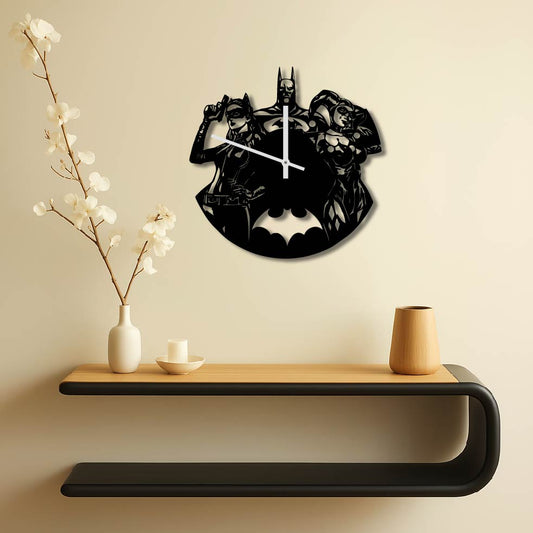 BATMAN CATWOMAN AND HARLEY METAL WALL ART CLOCK