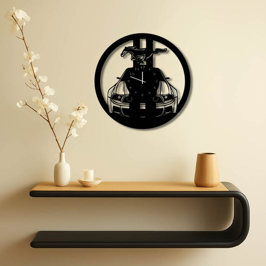 MUSTANG CAR METAL WALL ART CLOCK