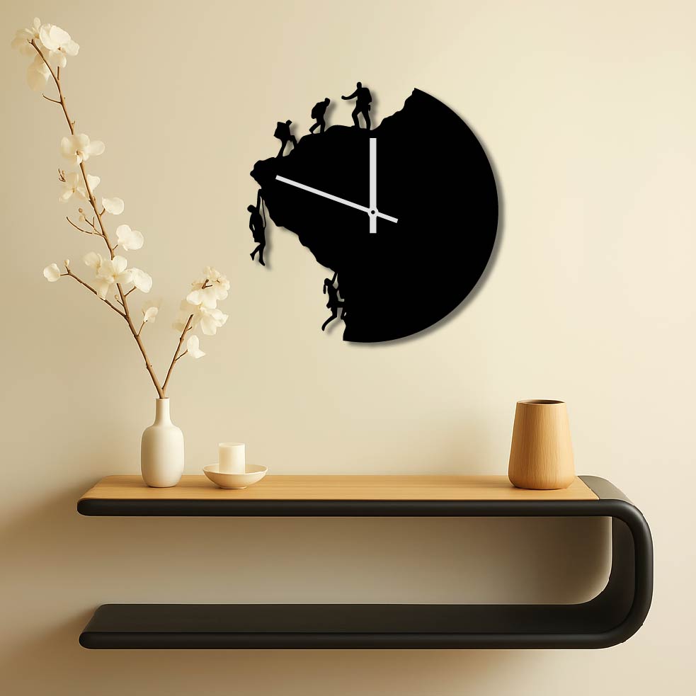 MOUNTAIN CLIMBERS METAL WALL ART CLOCK