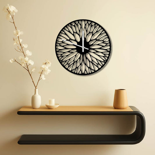 FLOWER PETALS METAL WALL ART CLOCK