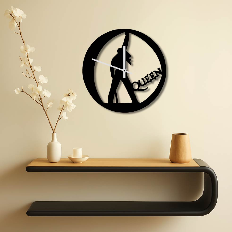 QUEEN SINGER METAL WALL ART CLOCK