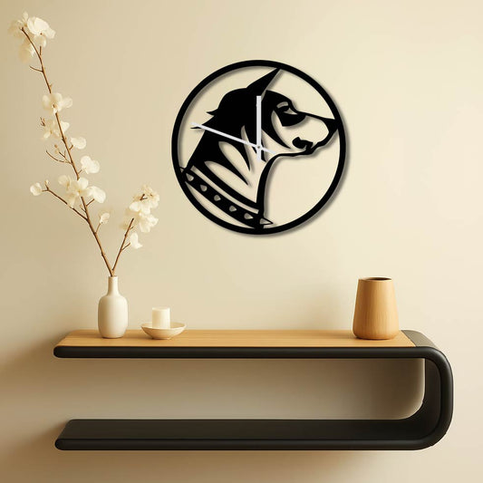 DOG PORTRAIT METAL WALL ART CLOCK