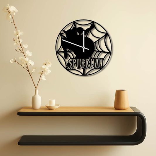 SPIDERMAN WEB METAL WALL ART CLOCK