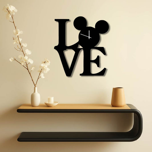 LOVE MICKEY MOUSE METAL WALL ART CLOCK
