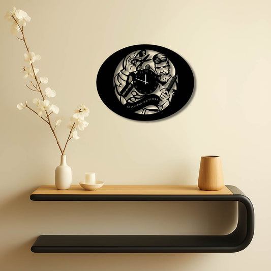 OVAL BARBER SHOP METAL WALL ART CLOCK