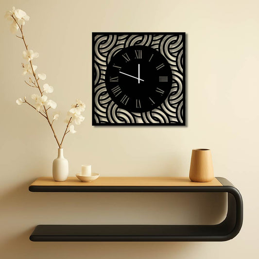SQUARE PATTERNED METAL WALL ART CLOCK