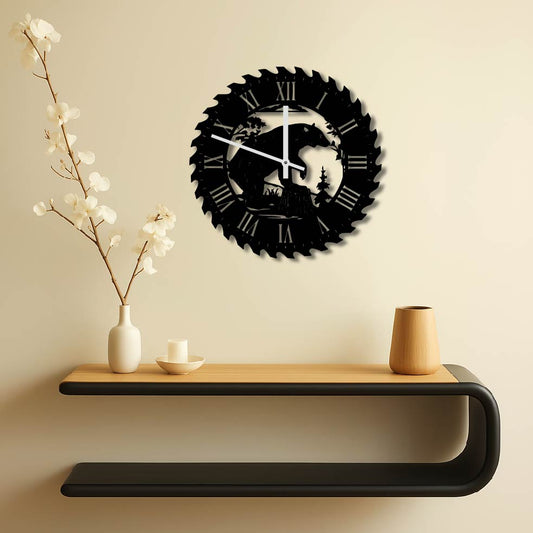 BEAR METAL WALL ART CLOCK