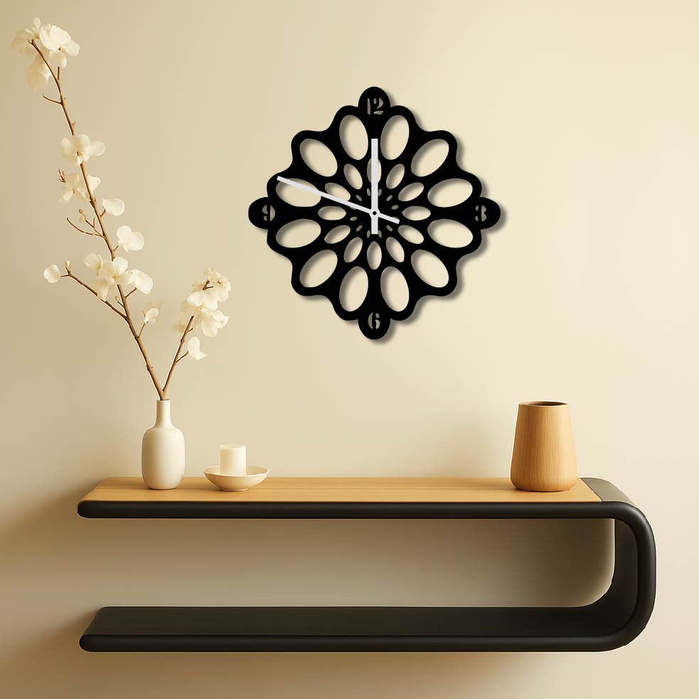 OVAL PATTERN METAL WALL ART CLOCK