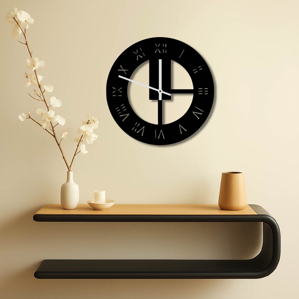 ROMAN NUMERAL FRAME METAL WALL ART CLOCK