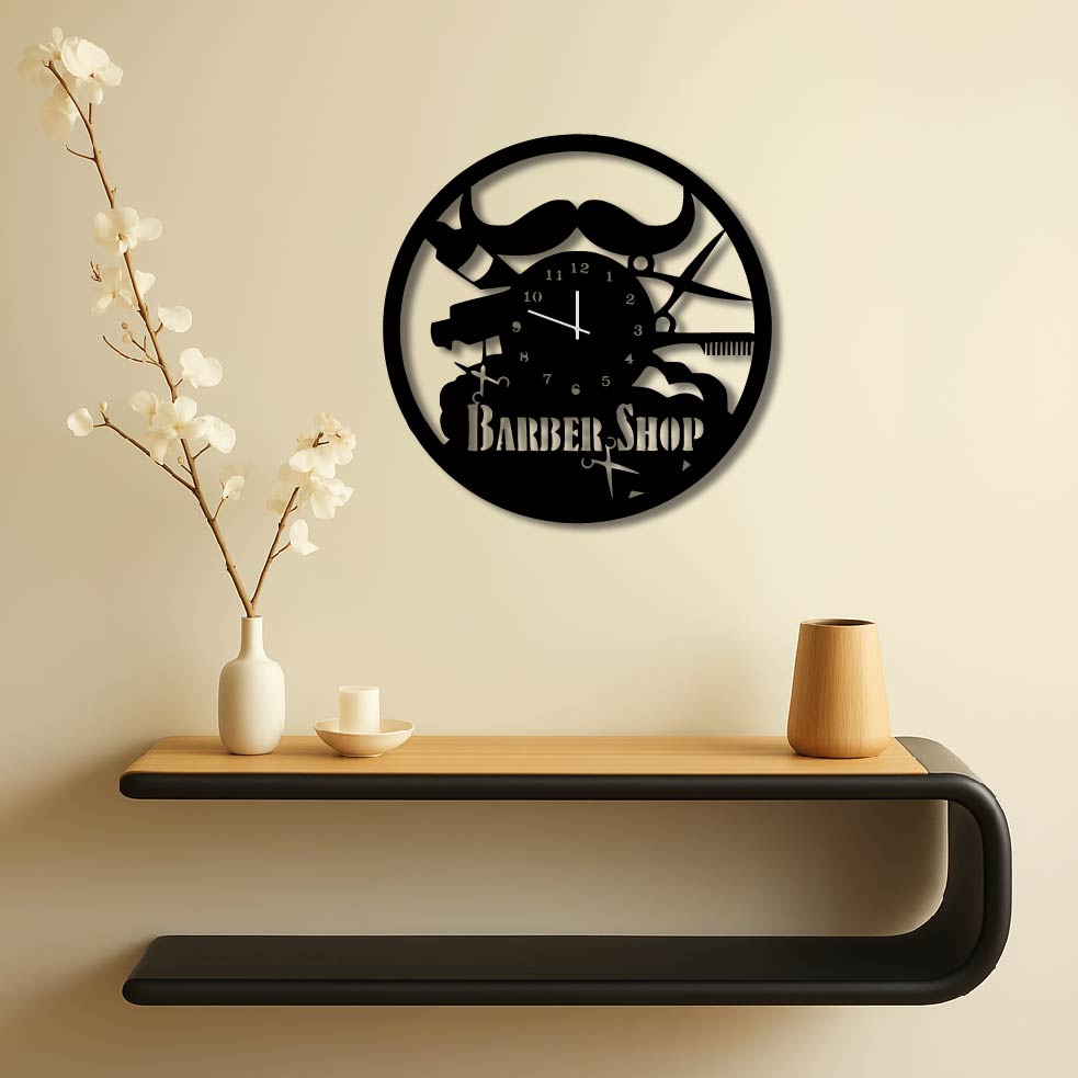 BARBER SHOP 4 FRAME METAL WALL ART CLOCK