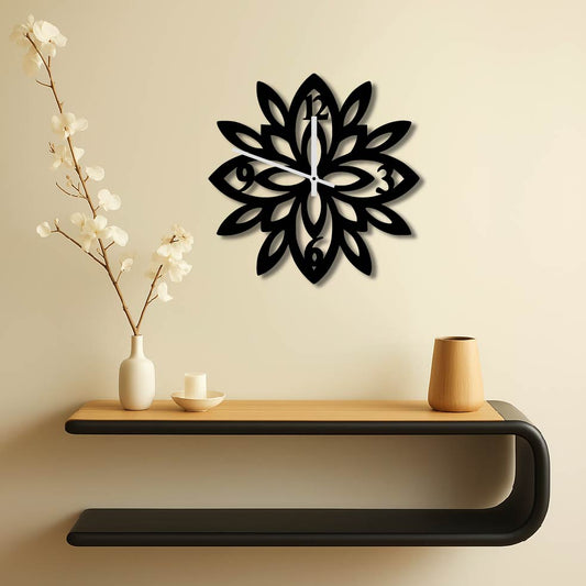 FLOWER AND LEAVES METAL WALL ART CLOCK