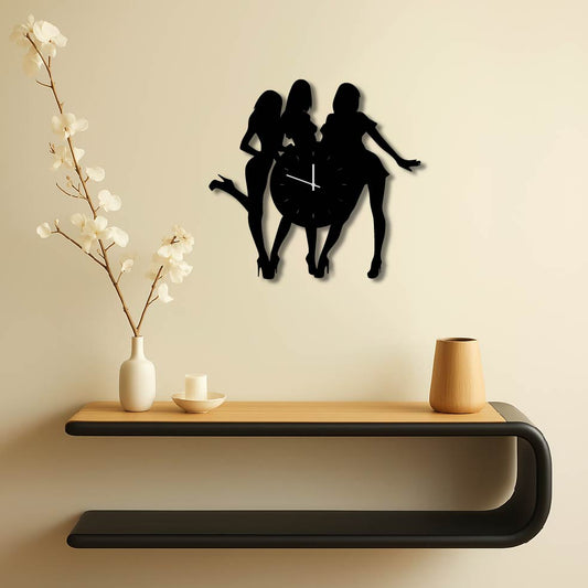 3 WOMEN METAL WALL ART CLOCK