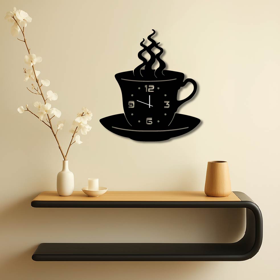 TEACUP METAL WALL ART CLOCK