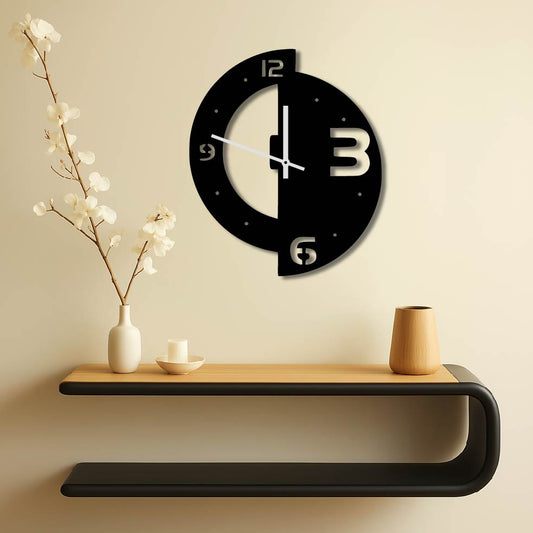SEMI CIRCLES METAL WALL ART CLOCK