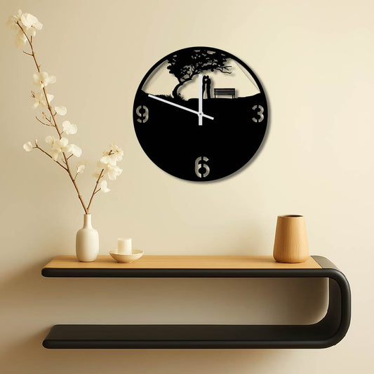 COUPLE LANDSCAPE METAL WALL ART CLOCK
