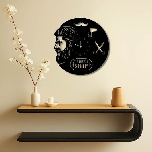 BARBER SHOP 2 METAL WALL ART CLOCK