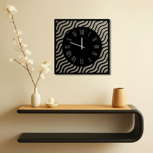 SQUARE WAVE METAL WALL ART CLOCK