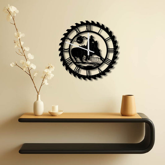 COWBOY RODEO METAL WALL ART CLOCK