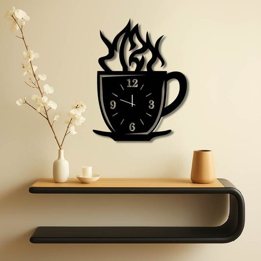 COFFE CUP METAL WALL ART CLOCK
