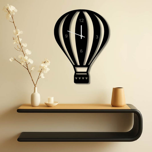HOT AIR BALLOON METAL WALL ART CLOCK