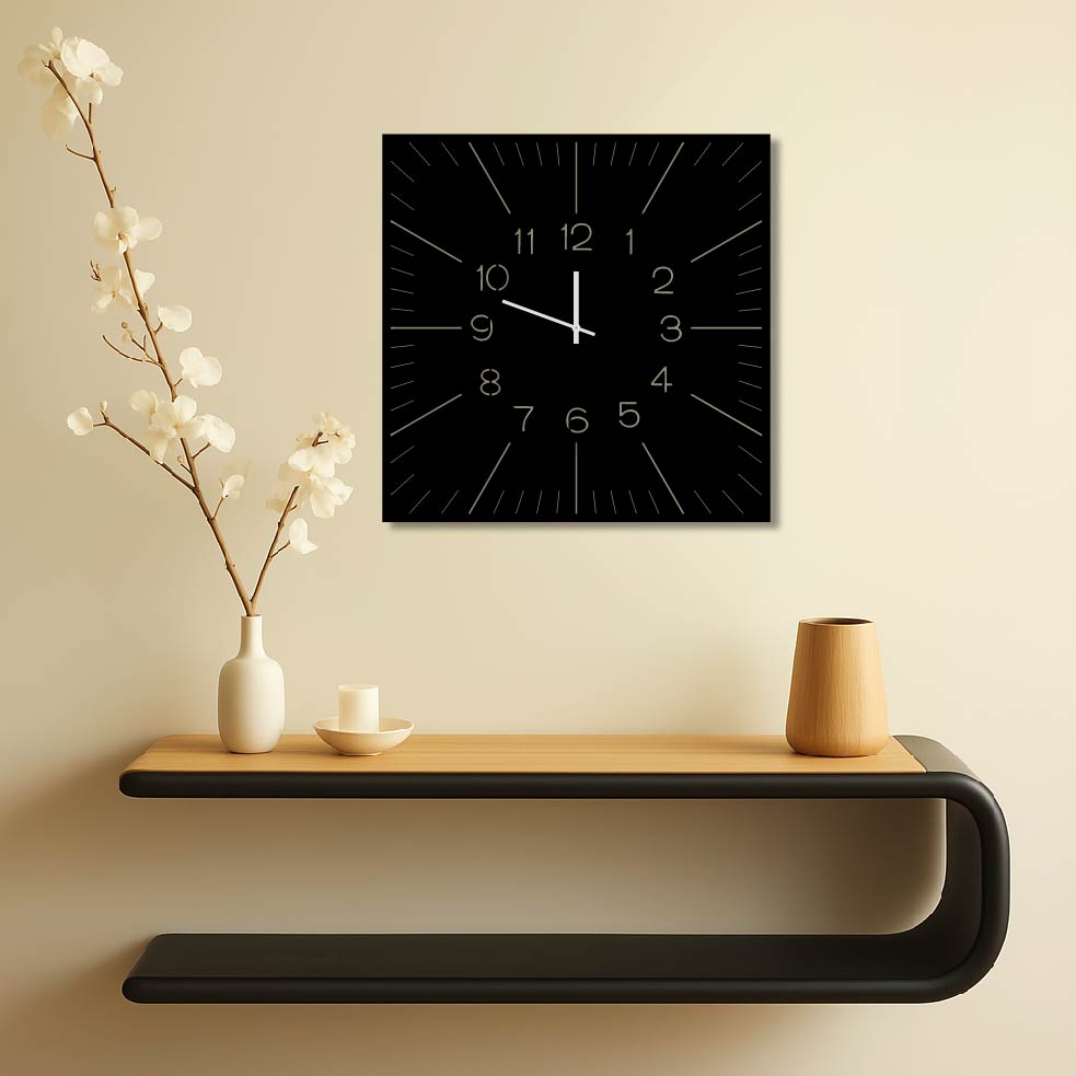 SQUARE MINIMALIST METAL WALL ART CLOCK