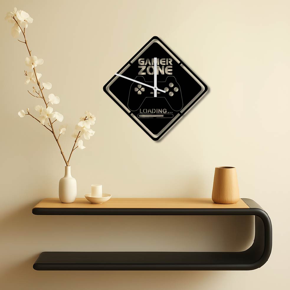 GAMER ZONE LOADING METAL WALL ART CLOCK