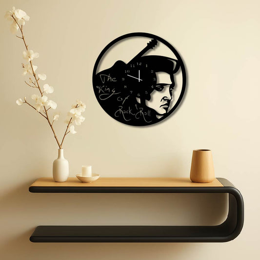 THE KING OF ROCK AND ROLL METAL WALL ART CLOCK