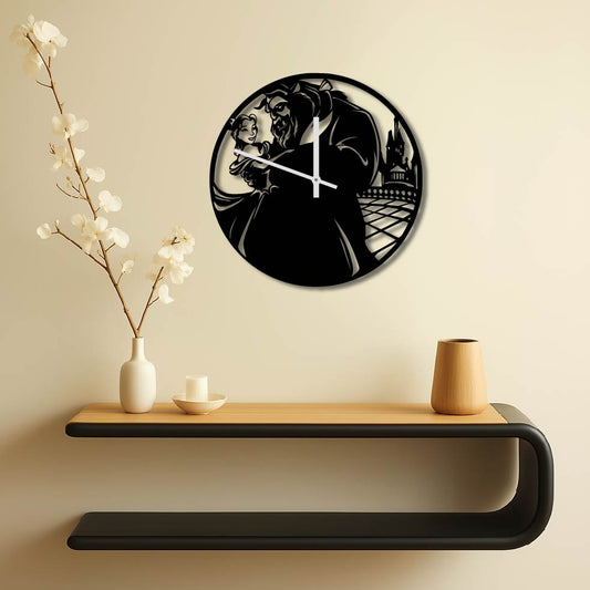 BEAUTY AND THE BEAST METAL WALL ART CLOCK