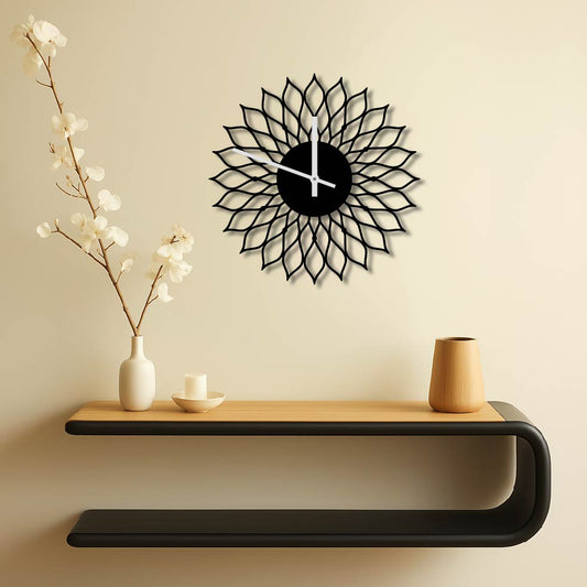GEOMETRIC FLOWER METAL WALL ART CLOCK