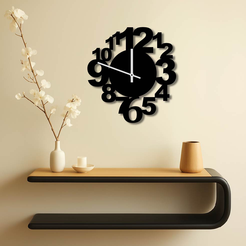 BOLD NUMBERS METAL WALL ART CLOCK