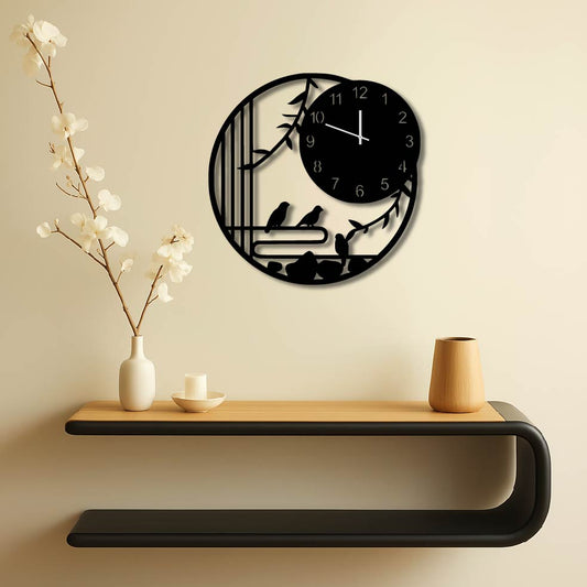 ORIENTAL STYLE NATURE METAL WALL ART CLOCK